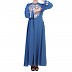Embroidered umbrella dress abaya- French Blue Embroidered umbrella dress abaya- French Blue